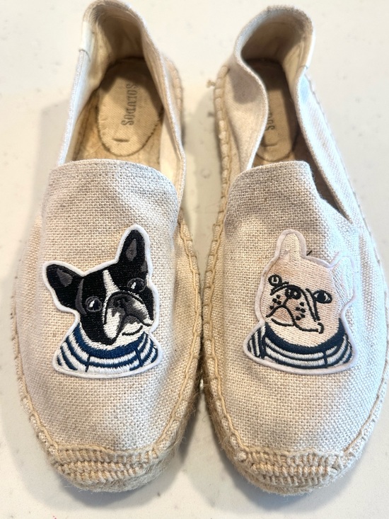 Saludos Shoes - Soludos “Teddy and Gigi” French Bulldog Canvas Flat Espadrilles Size 8 Like New